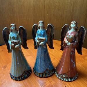 Vintage Set of 3 Ceramic Angels - 10" Tall